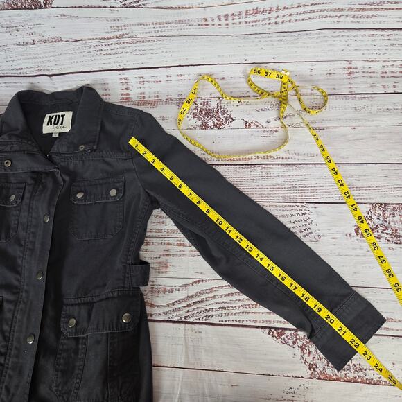 Kut from the Kloth M Dark Gray Barn Chore Coat Cotton Jacket Utility Indie Moto - Picture 10 of 11